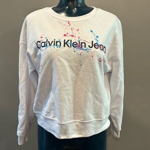 Calvin Klein white fleece sweatshirt